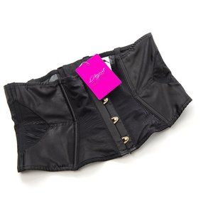 NEW L'AGENT BY AGENT PROVOCATEUR Womens Waspie Corset Penelope Cruz Satin Black